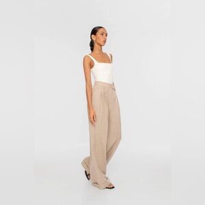 Dal the label linen wide leg pant in natural beige - sold out reformation